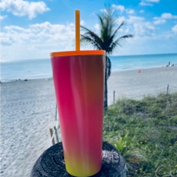 Starbucks Ombre Pink Orange Stainless Steel Gradient Cold Cup Tumbler 24oz 2022 - Picture 6 of 9